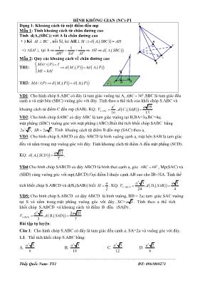 Bài tập Hình học không gian (Nâng cao) Lớp 12 - Phần 1